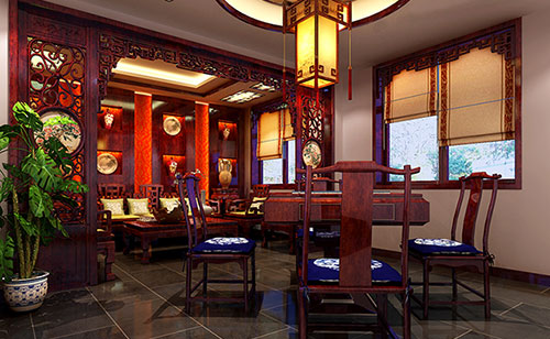 桃江古典中式风格茶楼包间设计装修效果图